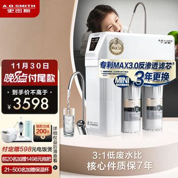 史密斯 家用 净水器 专利MAX3.0滤芯 1.6升每分钟 净水机 反渗透 1600S 净水器