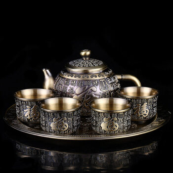 新款铜壶铜杯青铜茶具茶壶功夫茶具套装茶盅新中式茶杯具套装中国风仿