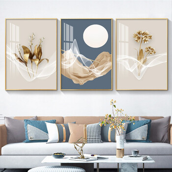顺吉祥利抽象几何客厅三联装饰画现代简约轻奢沙发背景墙餐厅壁画北欧