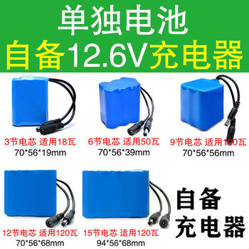 正鑫远 锂电池组大容量音响音箱户外洗车机监控器太阳能路灯充电电瓶 6节12V6500超耐用带保护