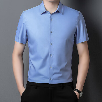 男士衬衫商务白领正装免烫冰丝凉爽衬衣蓝色bd2311170建议115130斤