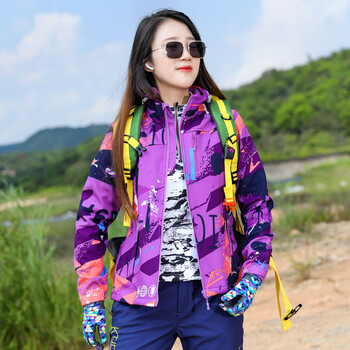 糜岚迪卡侬户外抓绒软壳衣女上衣保暖防风冲锋衣女登山徒步休闲运动