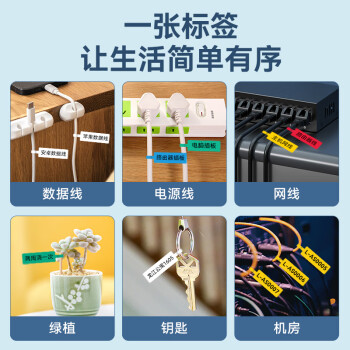 硕方G15线缆刀型T型标签带贴纸标签打印机强粘标签纸线缆连续不干胶便签字条打印纸 线缆标签12.5*74+35绿底黑字70张