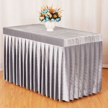 加厚丝绒桌布长条桌围裙纯色会议桌布展会绒布台裙老式缝纫机罩灰色