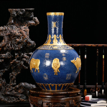 中国古玩 粉彩 天球瓶 大花瓶 高約52cm 時代物 唐物 x031135
