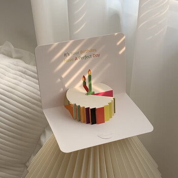 佳茉生日蛋糕3D立体贺卡ins高级感创意折叠纸雕祝福卡片礼物送男友女友元宵妇女节礼物伴手礼