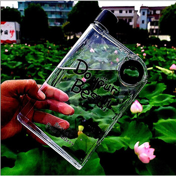 aelea德国工艺扁平水杯扁平水瓶创意可爱随手方形便携夏天玻璃纸张