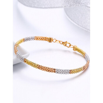 手镯彩金玫瑰金黄金白金镭射珠手环au750三色金手链饰定制款黄金706克