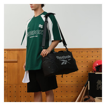 锐步防泼水耐磨健身包男女同款干湿分离独立鞋仓大容量斜挎包 黑色