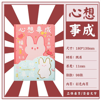 三年二班好运彩页手账本笔记本子98张高颜值学生文具日记本记事本毕业礼物儿童礼物生日礼物心想事成伴手礼