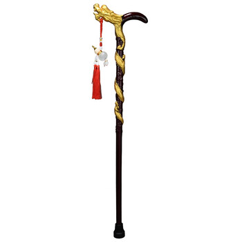 实木拐杖老人拐棍防滑手杖老年人拐杖徒步男女防滑拐杖kunj 纯色盘龙