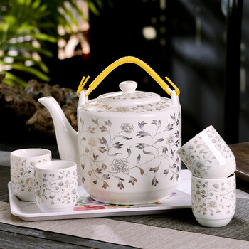 景德镇瓷器茶壶陶瓷大容量凉水壶大号青花瓷冷水壶提梁泡茶壶家用 2.