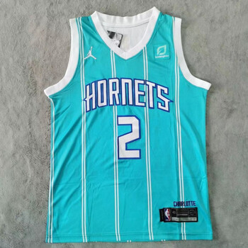 騰讯体育nba同款三球拉梅洛61鲍尔2号黄蜂球衣 nba刺绣篮球服 蓝色