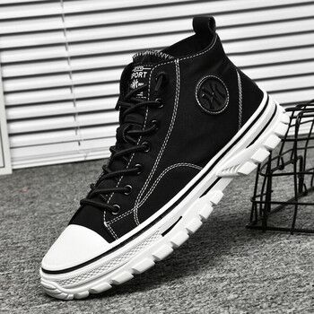帆布鞋男高帮2022新款春季韩版潮流百搭运动休闲学生鞋高帮板鞋男