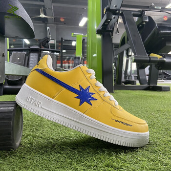 流星鞋 白豹纹鞋粉星流星鞋滑板鞋渡口capper同款休闲潮流板鞋 黄蓝星