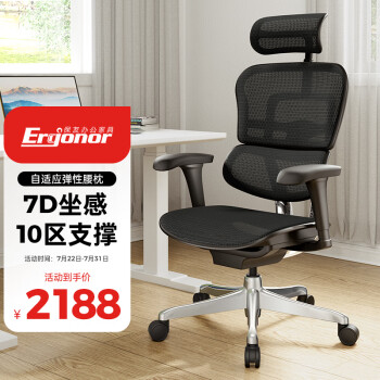保友办公家具（Ergonor）金豪b 2代人体工学椅护腰办公椅子电脑椅电竞椅 黑色美国网