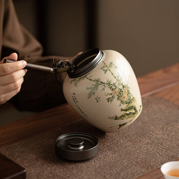 苏氏陶瓷(SUSHI CERAMICS)茶叶罐竹庭雅致陶瓷储物罐大密封罐J0452 苏氏陶瓷(SUSHI CERAMICS)茶叶罐竹庭雅致陶瓷储物罐大密封罐J0452