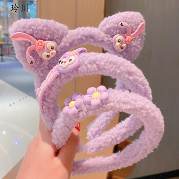 3个装蝴蝶结毛绒星黛露发箍网红新款星戴露紫色发箍3件套