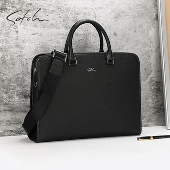 沙驰沙驰男包真皮大容量手提包单肩包商务大气头层包