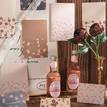 狮洛德 母亲节复古贺卡6张表白生日祝福卡毕业礼物装饰卡邀请留言卡片礼物装饰碎花系列带信封