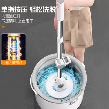 洁仕宝旋转拖把单桶双驱动4头新款家用一拖净自动脱水清洗甩干拖地墩布