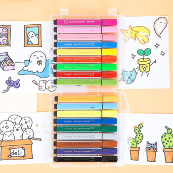 得力(deli)水彩笔70721萌伊学生儿童涂鸦绘画填色笔套装美术用品文具玩具儿童礼物收纳盒水溶性18色 得力(deli)水彩笔70721萌伊学生儿童涂鸦绘画填色笔套装美术用品文具玩具儿童礼物收纳盒水溶性18色