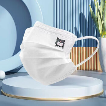 女生女孩宝宝可爱印花白色口罩女高颜值ins学生帕恰狗少女心一次胖胖