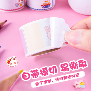 NVV卡通标签贴纸 名字贴班级姓名贴 4卷装小学生幼儿园儿童  课本手写自粘贴纸学生文具BQ-XMT共400枚