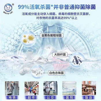 白猫 活氧去渍彩漂粉1kg 双效活性去渍固色护衣 彩漂剂 彩漂粉【2斤】