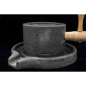天然青石石磨家用迷你手工家用豆浆机复古磨小石磨家用磨盘老石磨 17*