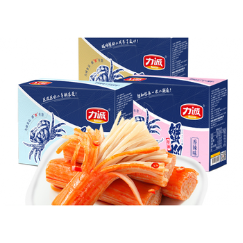 力诚手撕蟹柳即食蟹肉棒20支海味休闲零食蟹味蟹足火锅料网红小吃250g