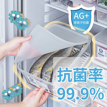 家の物语（KATEISTORY） 冰箱冷冻室抗菌保鲜盒食品级专用肉类双开门收纳盒大冰柜储藏盒子 抗菌透明保鲜盒4.5L*1个