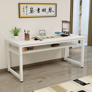 书法桌绘画桌毛笔专用写字台双层简易书桌电脑桌办公桌培训学习桌白架