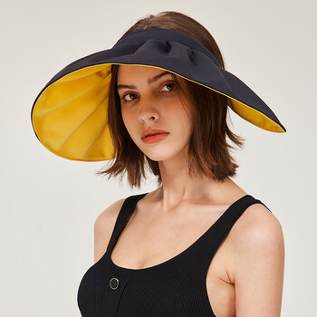 ubreathe夏季贝壳防晒帽女透气空顶遮阳帽防紫外线户外遮脸大帽檐太阳