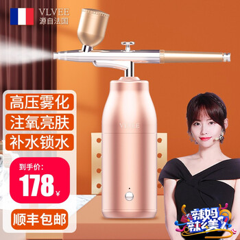 法国VLVEE注氧仪家用便携式手持纳米喷雾补水仪水氧仪清洁美容仪高压生日礼物送女友实用 升级款香槟色