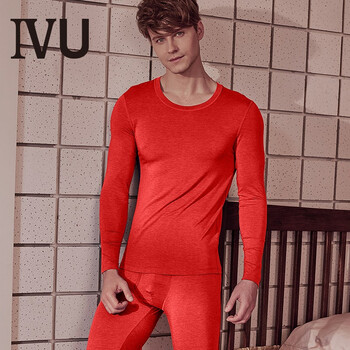安莉芳旗下ivu秋冬薄款打底衣男士保暖内衣套装ud00045红色redl