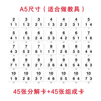 一年级数学分解与组成卡片数字分合数学题10以内十数的教具卡10以内分解组成卡140 210mm 90张大尺寸 图片价格品牌报价 京东