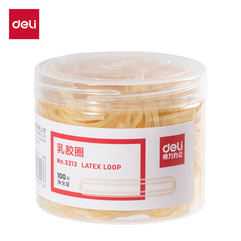 得力（deli）【超级爆款】办公耐用弹力乳胶圈/橡皮筋/橡胶圈/牛皮筋 财务办公用品 100g/筒 3213