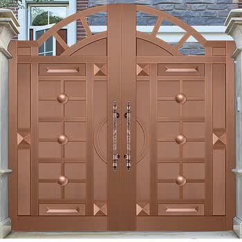 铜门庭院门双开门乡村家用自建房进户农村入户四开纯铜别墅大门标准