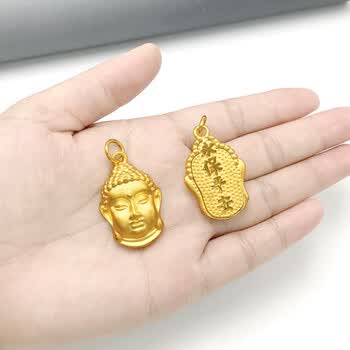 【捡漏】越南沙金如来佛吊坠男女款佛头项链挂坠镀金观音真金同款项坠