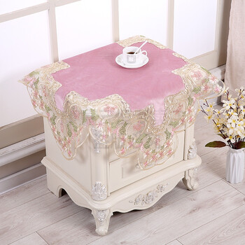 床头柜盖布 防尘盖巾 床头柜罩 床头柜垫子桌布布艺蕾丝卧室床头柜