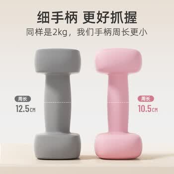 乐系（lexi）小哑铃浸塑女家用练手臂亚玲铁美背家用健身套装 蔷薇紫2kg*2只