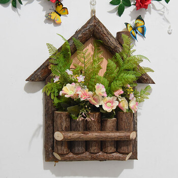 洺帆挂墙花盆壁挂花盆花篮墙上悬挂插花花器藤编挂墙壁挂式墙面装饰花