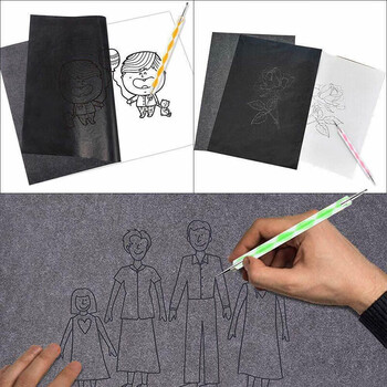 歌珊 石墨复写纸黑色A4罚抄神器不沾手多功能复写纸美术专用a4纸可重复使用循环印字纸 A4黑色1包【50张】