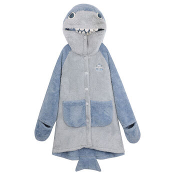 女生睡衣冬季可爱搞怪鲨鱼睡衣两件套女冬季珊瑚绒外穿加绒长款居家服