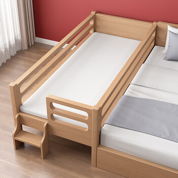 拼接床实木床侧边床带护栏加宽床拼接大床 四面尾梯180*80*40(原木)