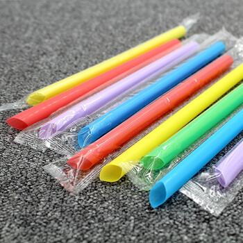 员创一次性吸管独立包装粗珍珠奶茶果粒果珍尖头彩色大吸管100支23cm