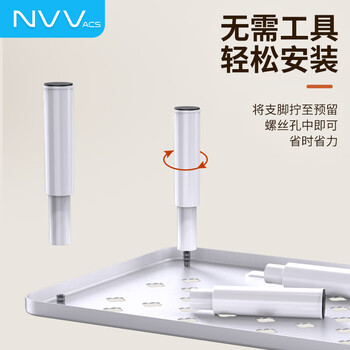 NVV显示器增高架 笔记本支架台式电脑显示器托架 桌面收纳架子 办公桌面键盘收纳架底座置物架NP-14白