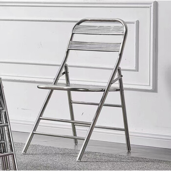 楹钰不锈钢折叠椅子凳子加厚户外靠背椅皮革网红灰色凳休闲培训会议椅