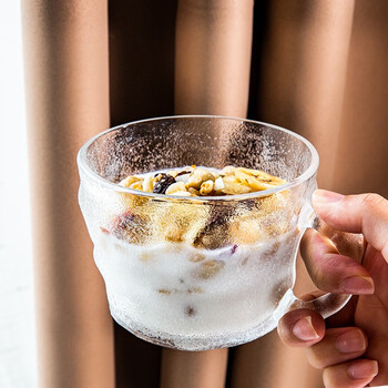 前力玻璃水杯女生高颜值ins风冰川杯简约把手牛奶杯透明家用早餐杯子1